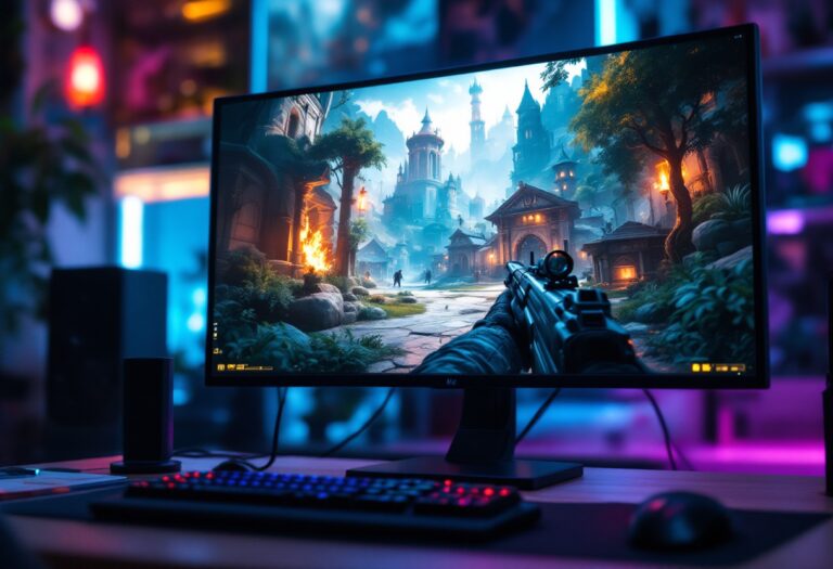 Giocatori immersi in un videogioco sparatutto in prima persona