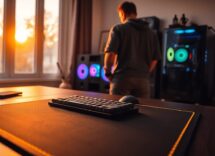 Buy the black and gold gaming desk mat at Target for PC gaming